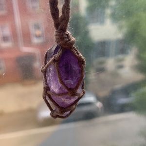 Purple amethyst necklace - healing crystal